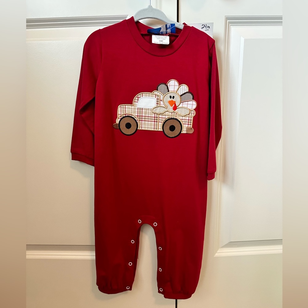 24 mo Millie Jay one piece Turkey in truck nwt thanksgiving fall